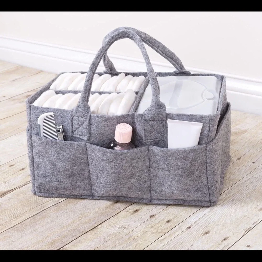Sammy & Lou Collapsible Felt Storage Caddy Light Gray Organizer